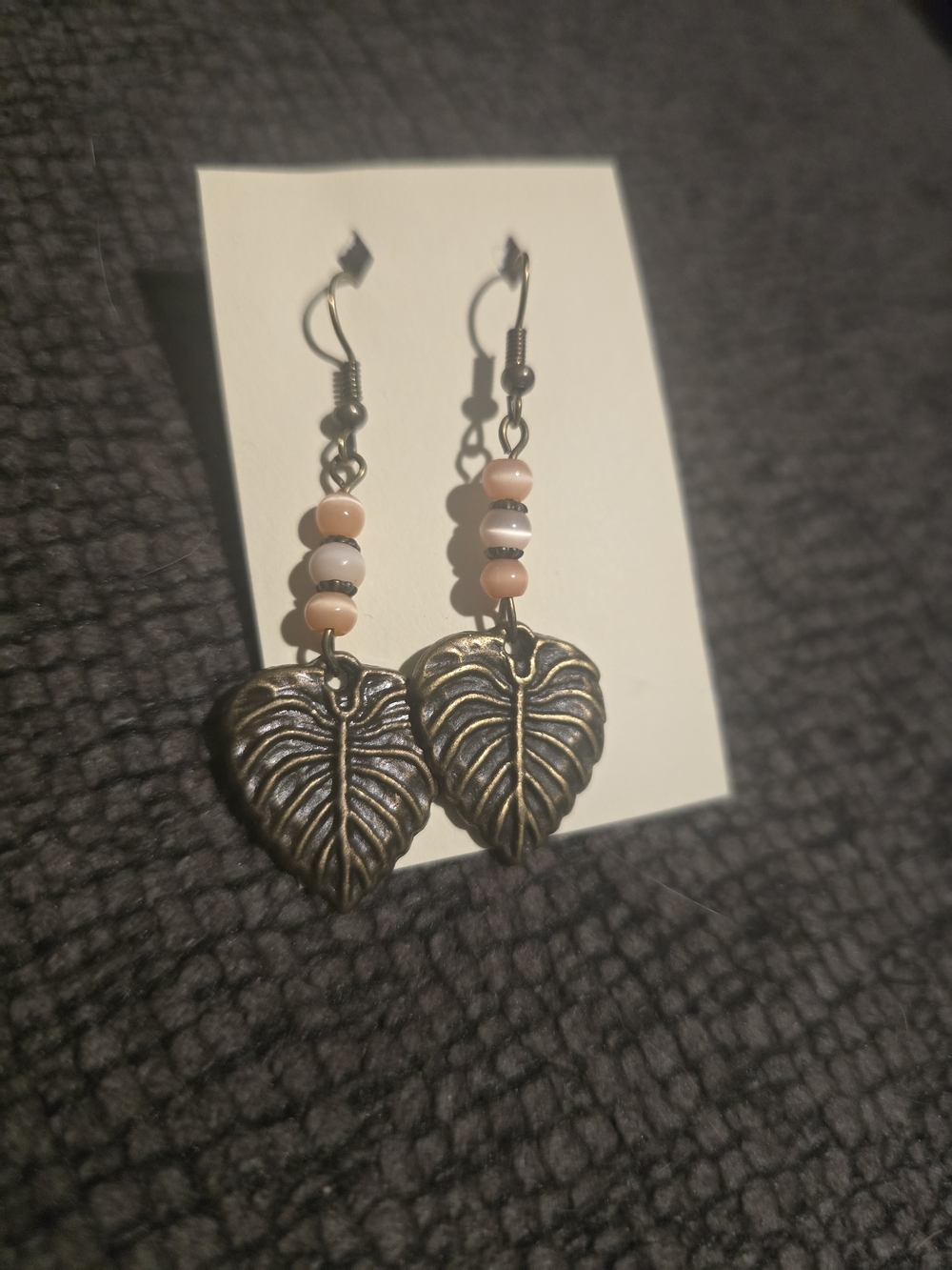 Handmade Bronze Leaf Drop Earrings